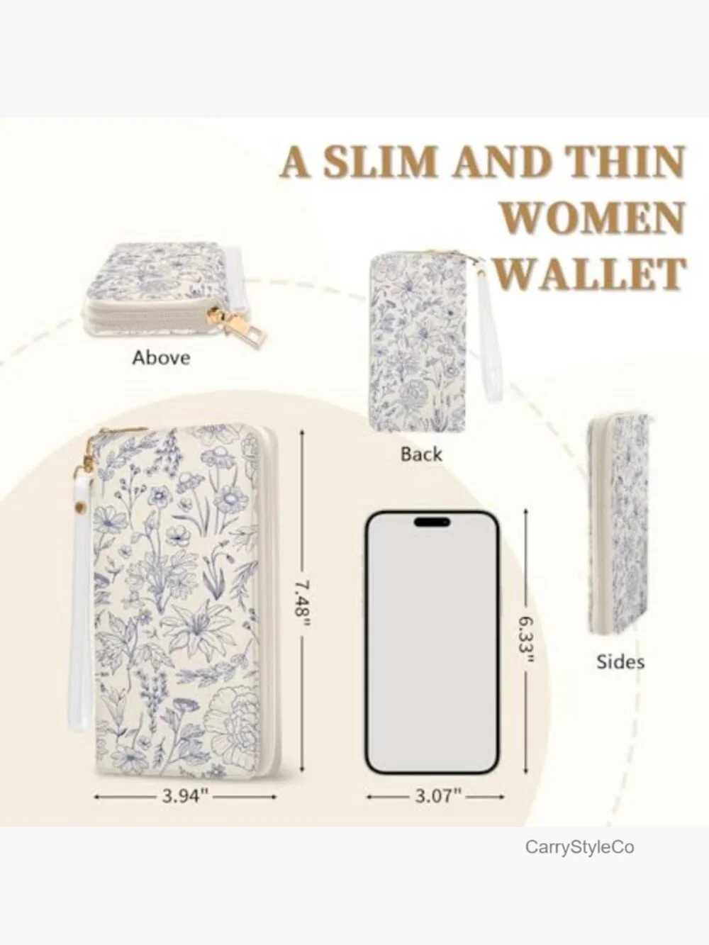 RFID Blocking Credit Card Holder Wristlet Wallet with Zipper Clutch